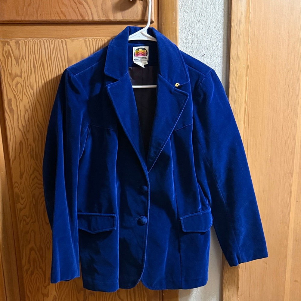 Royal Blue Velvet Western Women's Blazer